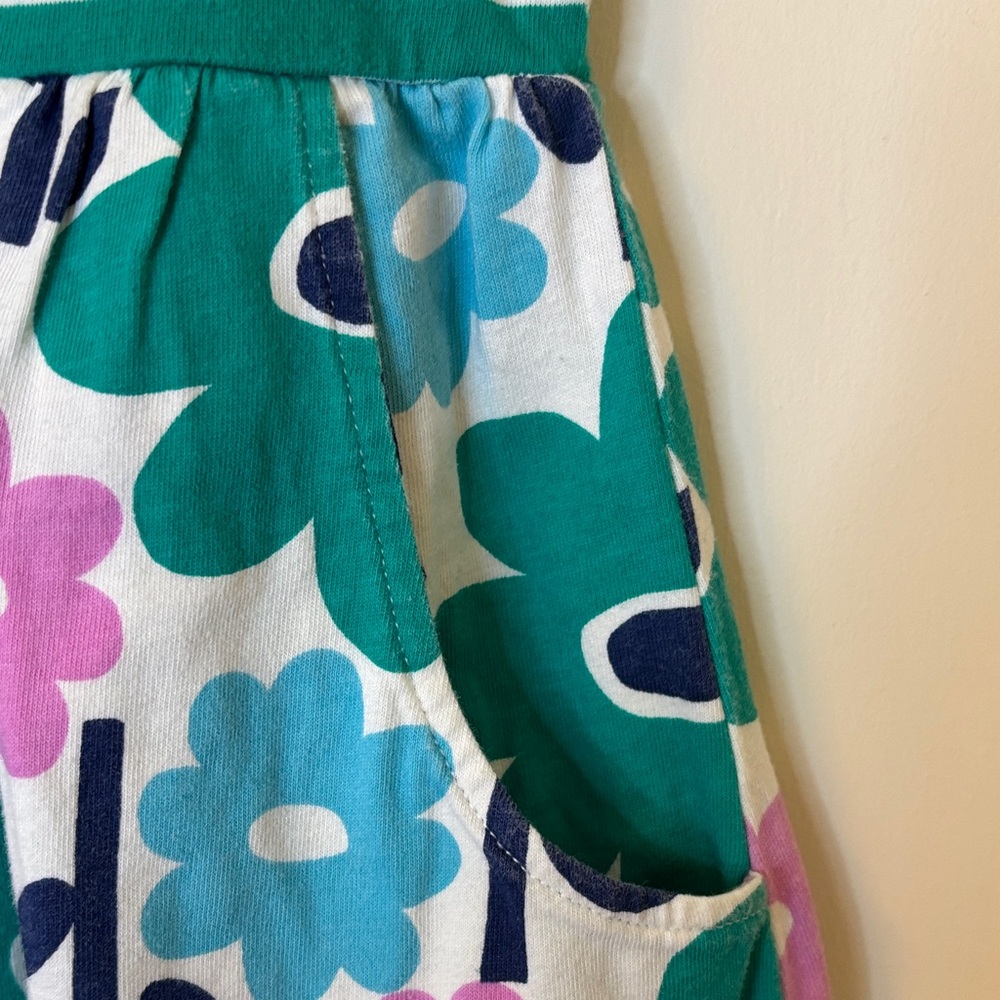 Mini Boden Girls Floral Dress 7-8 Green Stripe Garden Print Cottagecore Spring - Picture 11 of 13